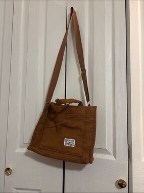 Corduroy Messenger Tote Bag in Brown